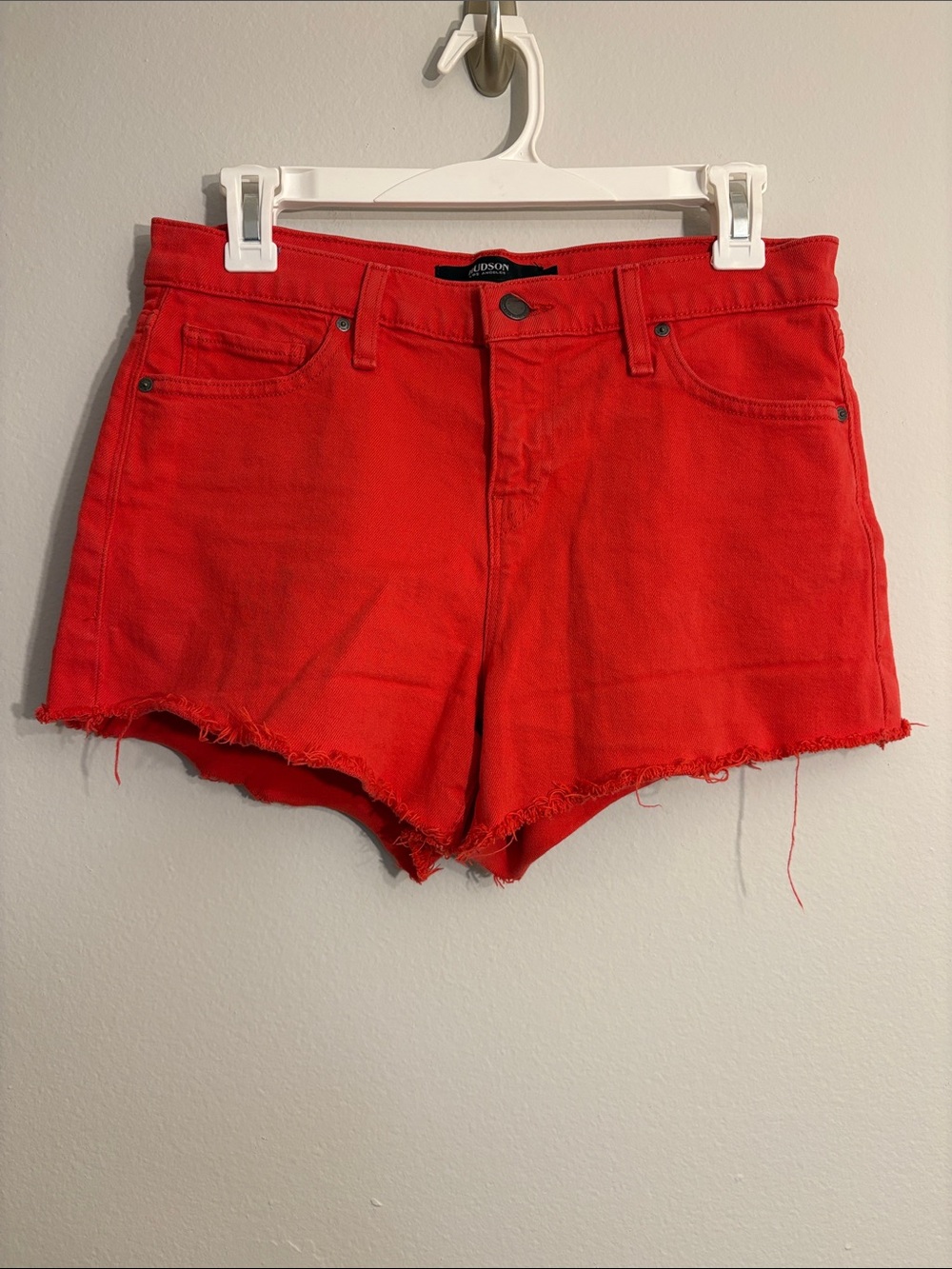 Hudson Jeans Red Denim Cutoff Shorts